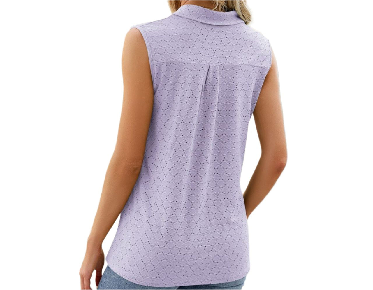 Polo Collar Sleeveless Top