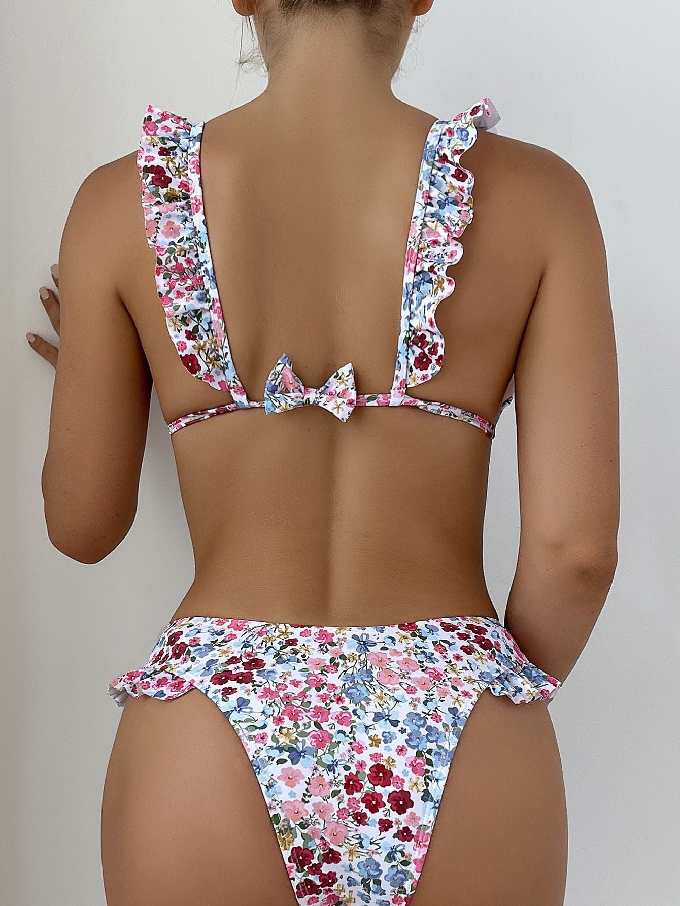 Sexy Floral Ruffle Lacing Bikini