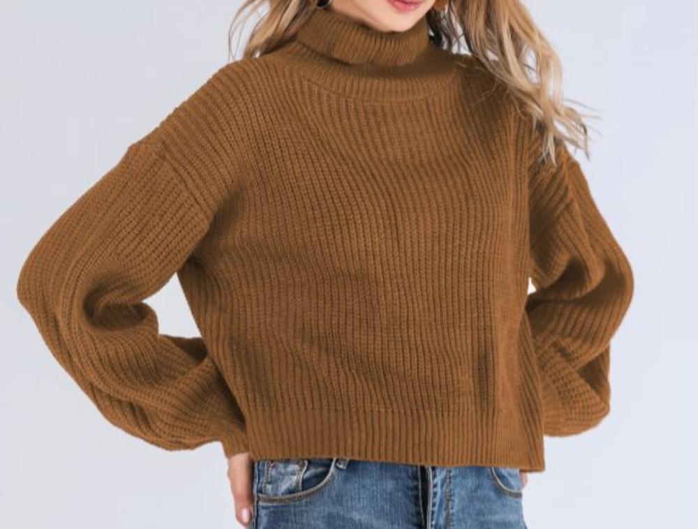 Half High Collar Long Sleeve Thick Soft Glutinous Knitted Sweater