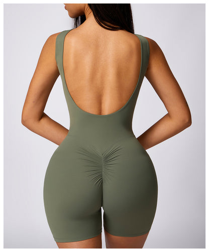 High Strength Sports Back Shaping Yoga Nude Feel Hip Raise Skinny One Piece Workout Romper