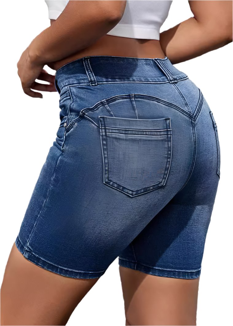 High Waist Straight Denim Shorts