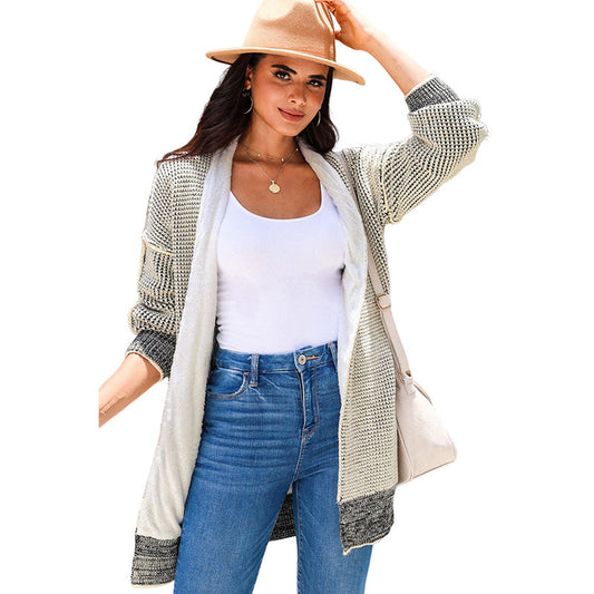 Long Sleeved Fleece Lined Sweater Cardigan