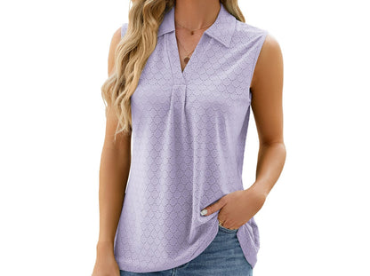 Polo Collar Sleeveless Top