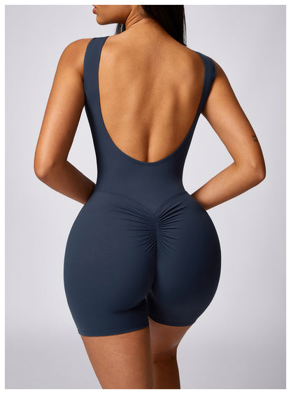 High Strength Sports Back Shaping Yoga Nude Feel Hip Raise Skinny One Piece Workout Romper