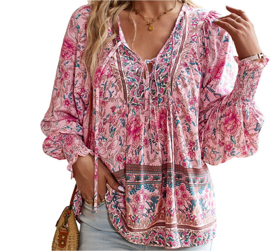 V-neck Floral Blouse