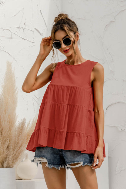 Sleeveless Multi-Section Loose Top