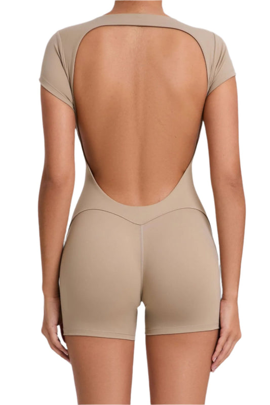 Workout Backless Hip Lift Belly Shaping Short Sleeve Yoga Romper