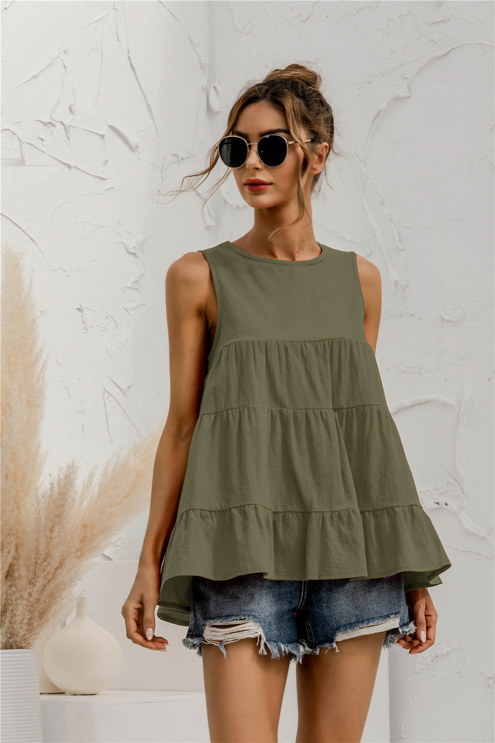 Sleeveless Multi-Section Loose Top