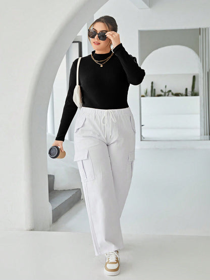 Plus Size Pile Collar Turtleneck Pullover Sweater