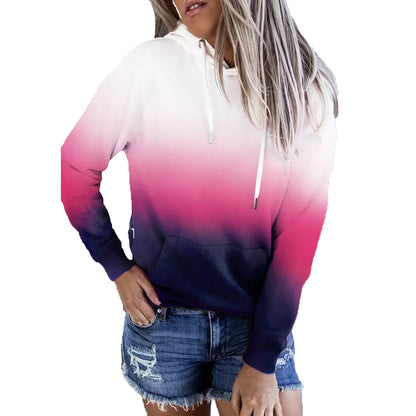 Long Sleeved Gradient Printed Casual Hoodie