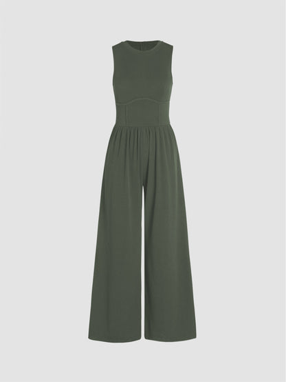 Sexy Design Waist Side Slimming Fashionable Knitted Jumpsuit