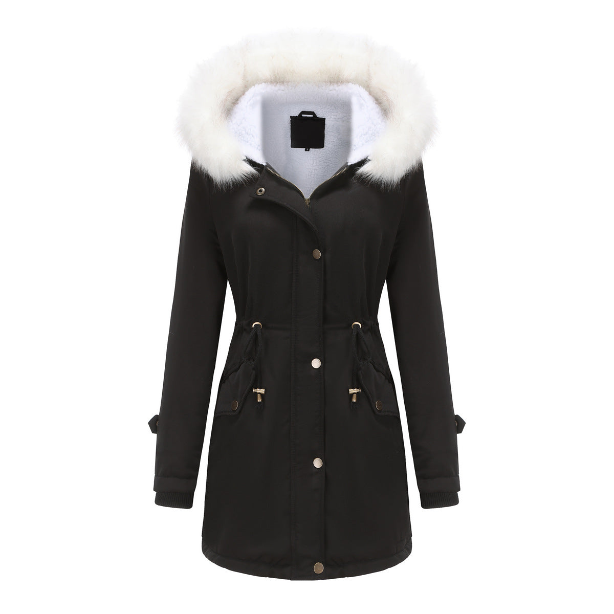 Detachable Fur Collar Hooded Cotton Padded Fleece Padded Coat