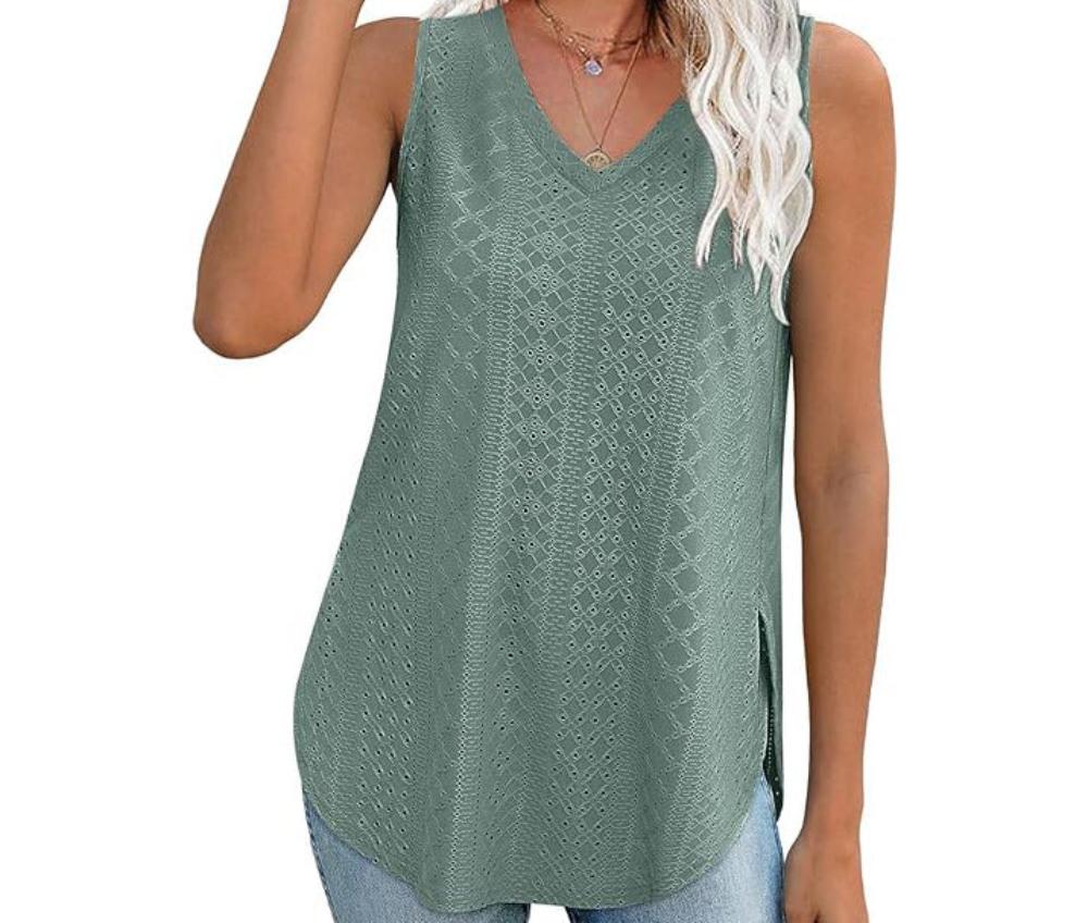 V-neck Split Tank Top