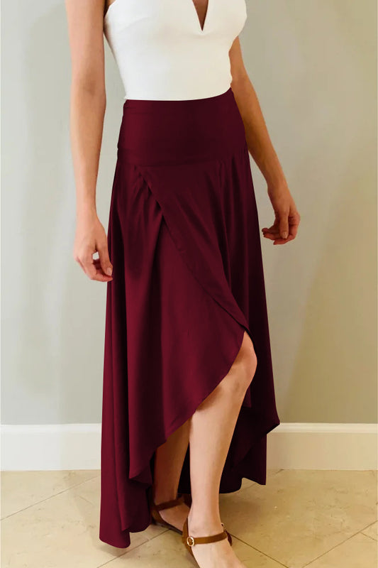 Ruffled Asymmetric Elegant Drape Skirt