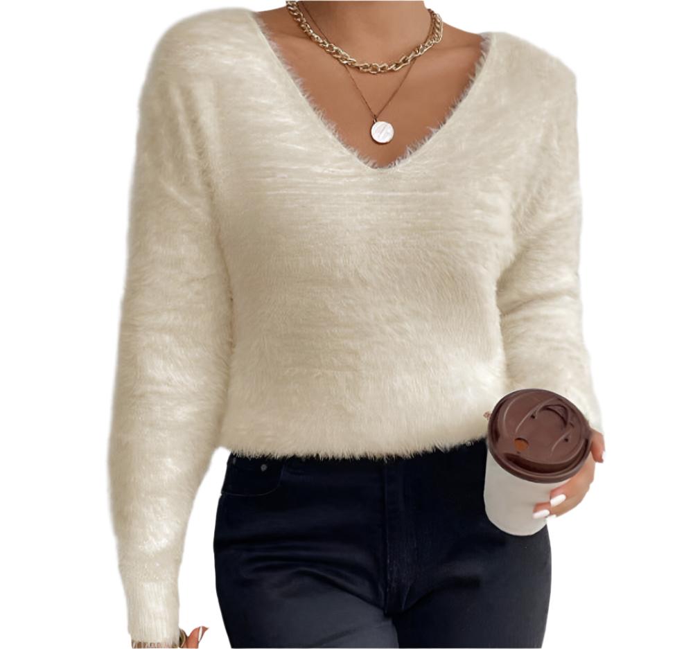 Imitation Marten Pullover V-neck Sweater