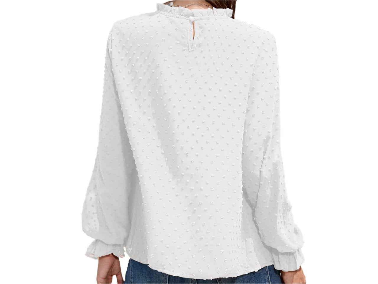 Chiffon Smocking Long Sleeve Shirt Top