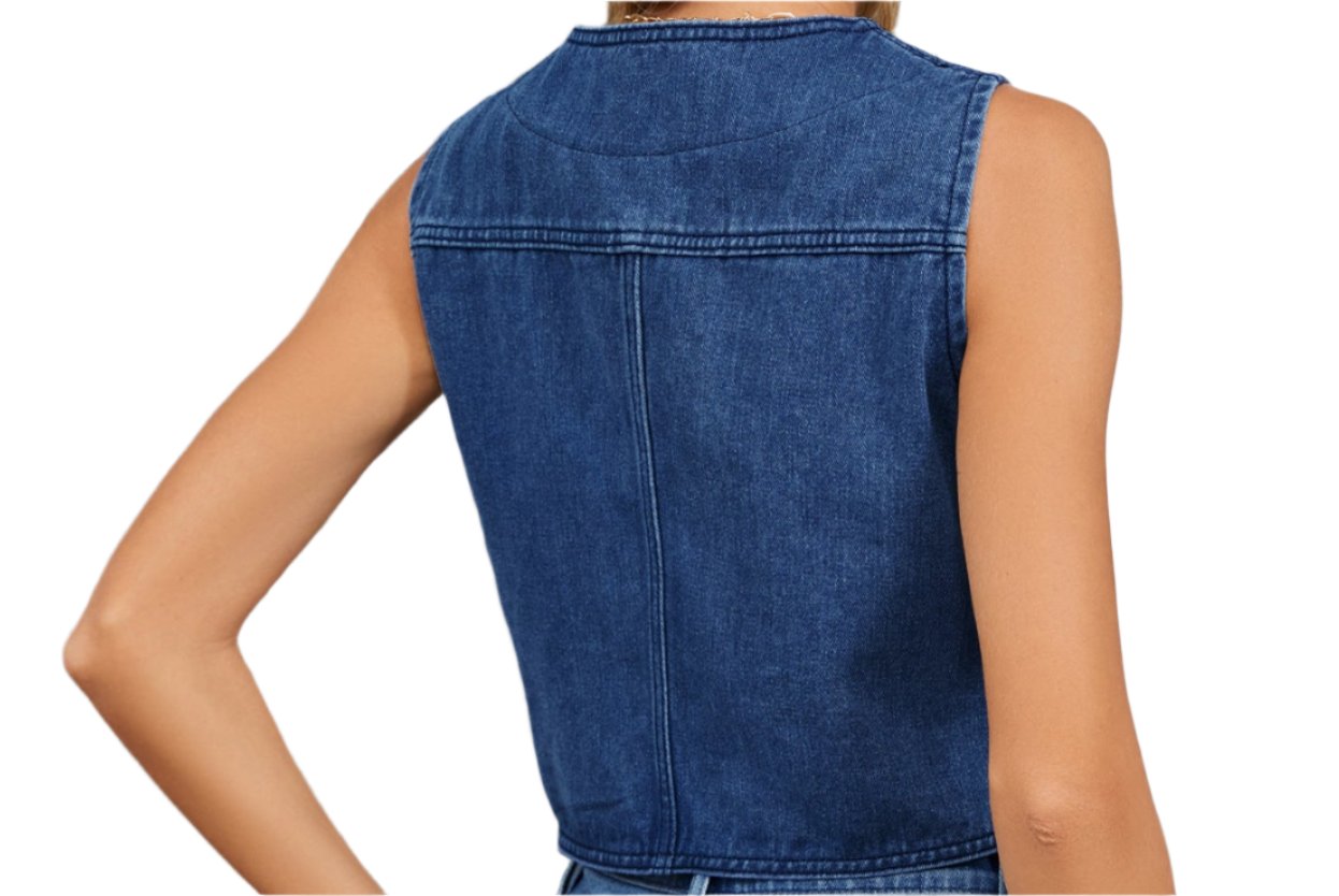 Washed Slim Fit Denim Vest