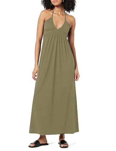 V-Neck Halter Backless Pleated Sleeveless Dress