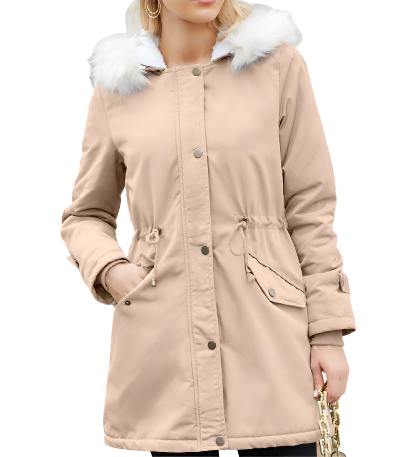 Detachable Fur Collar Hooded Cotton Padded Fleece Padded Coat