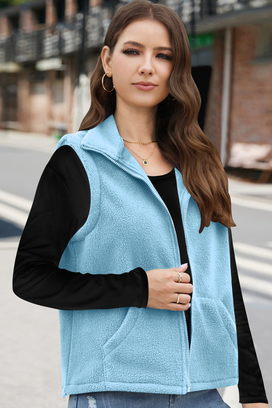 Fleece Zipper Collared Vest