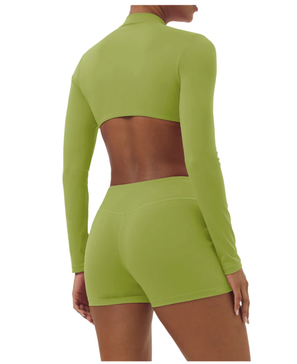 Cinched Long Sleeved Yoga Half Zip Workout Romper