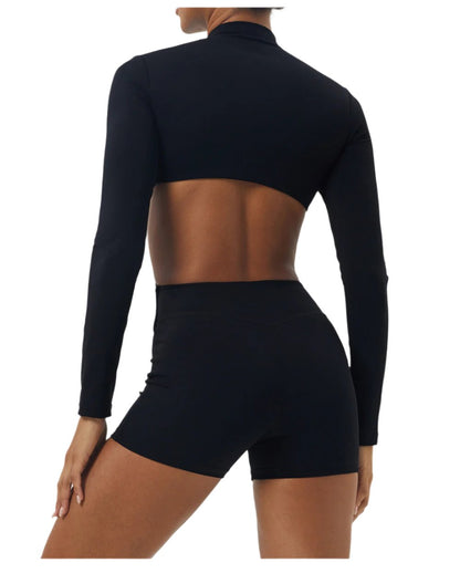 Cinched Long Sleeved Yoga Half Zip Workout Romper