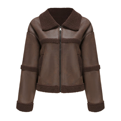 Suede Warm Fleece Leather Jacket