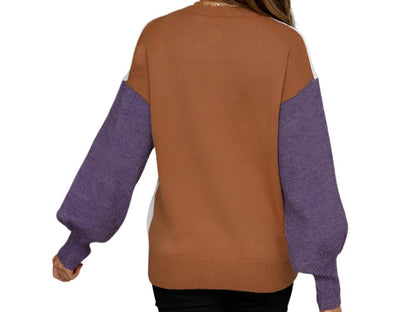 Button Splicing Pullover Sweater