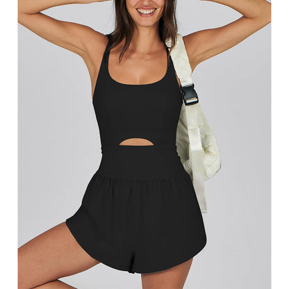 Hollow Cutout Sling Slim High Waist U-Collar Exercise Yoga Romper