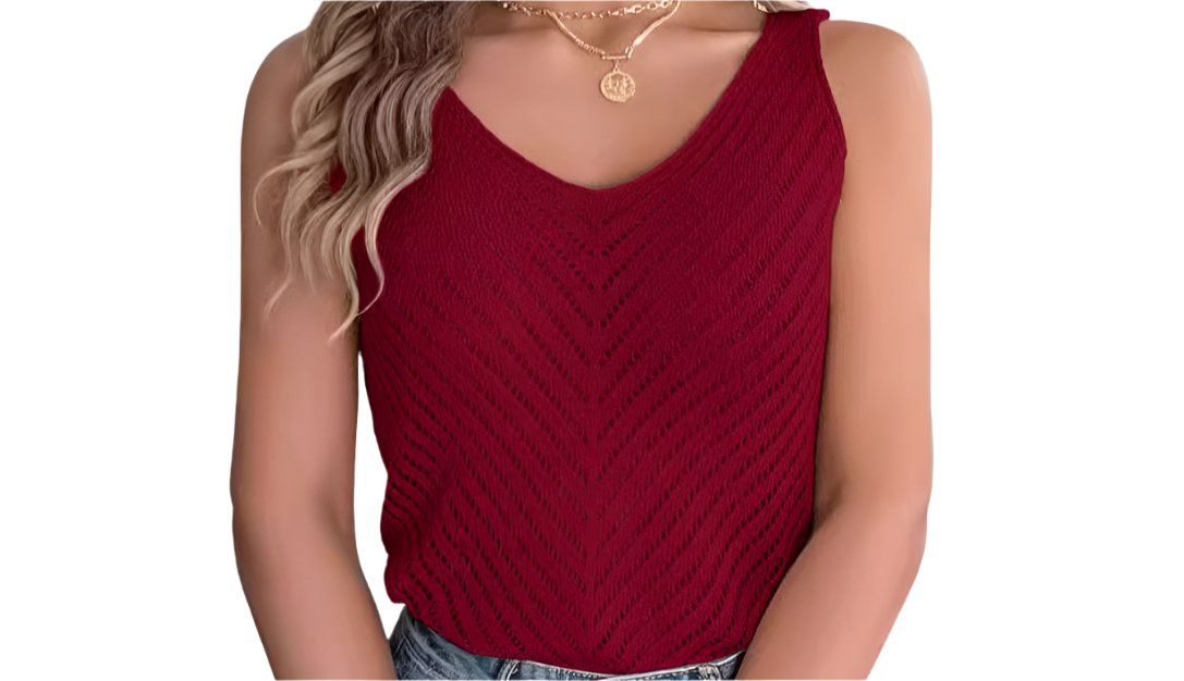 Solid Color Hollow Cutout Top