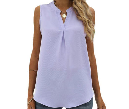 Chiffon Loose V-neck Sleeveless Top