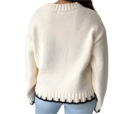 High Street Retro Twist Design Knitwear Loose Sweater