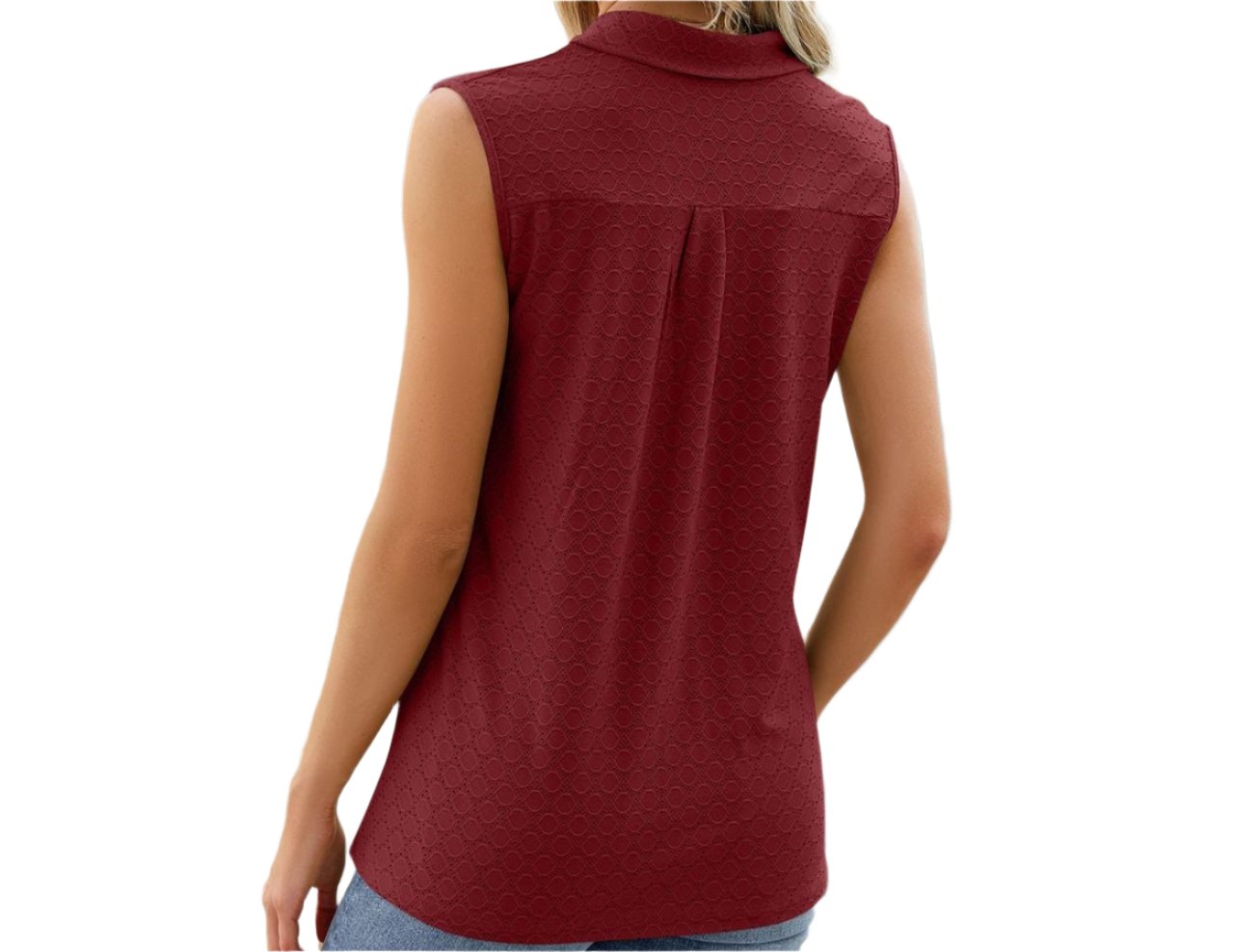 Polo Collar Sleeveless Top