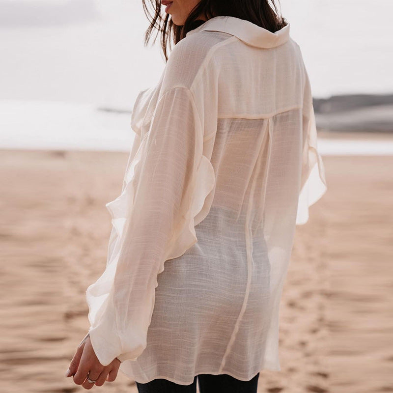 Casual Personal Long Sleeve Cotton Linen Blouse