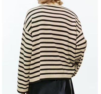 Idle Round Neck Striped Sweater