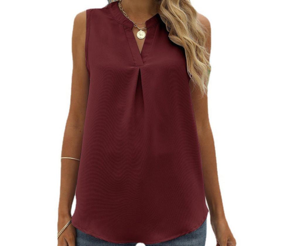 Chiffon Loose V-neck Sleeveless Top