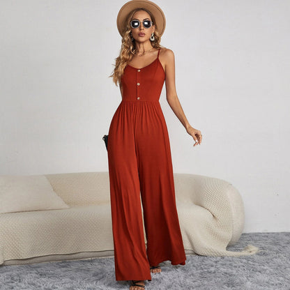 Solid Color Pullover Wide Leg Jumpsuit