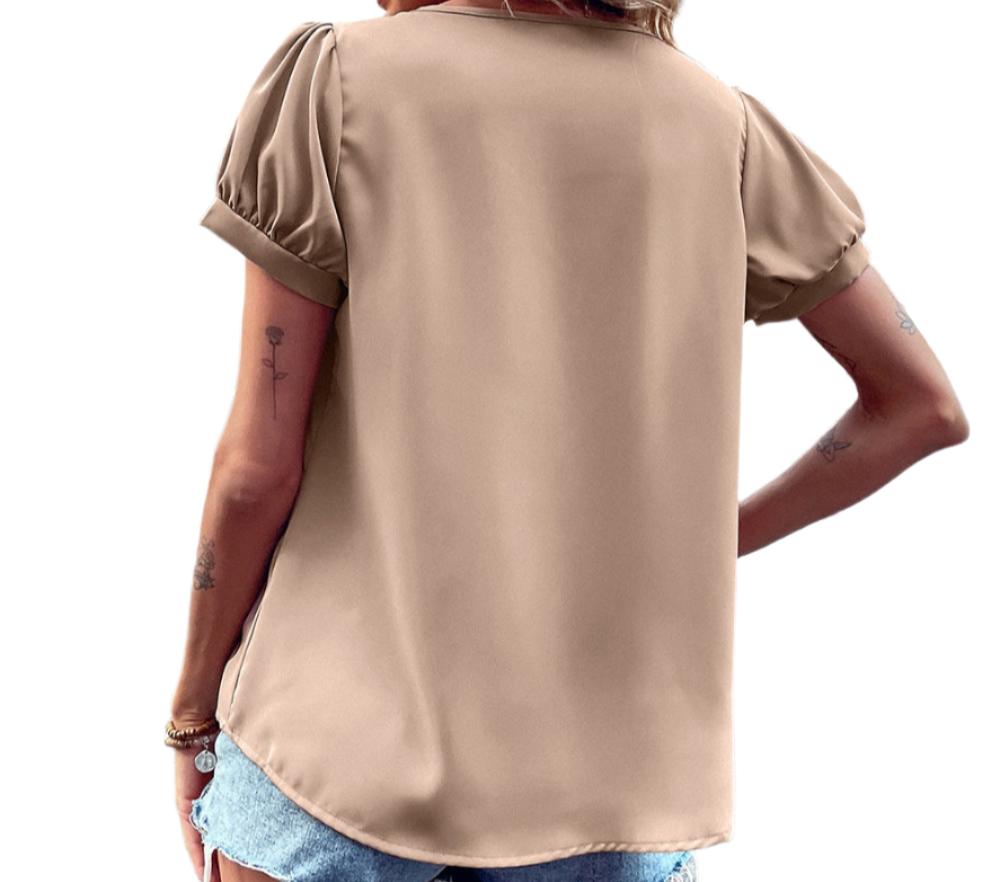 V-neck Elegant Bead Shirt Top