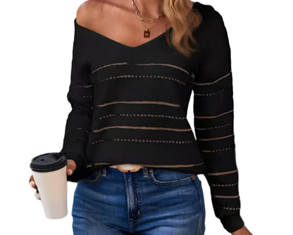 Striped V-neck Sweater