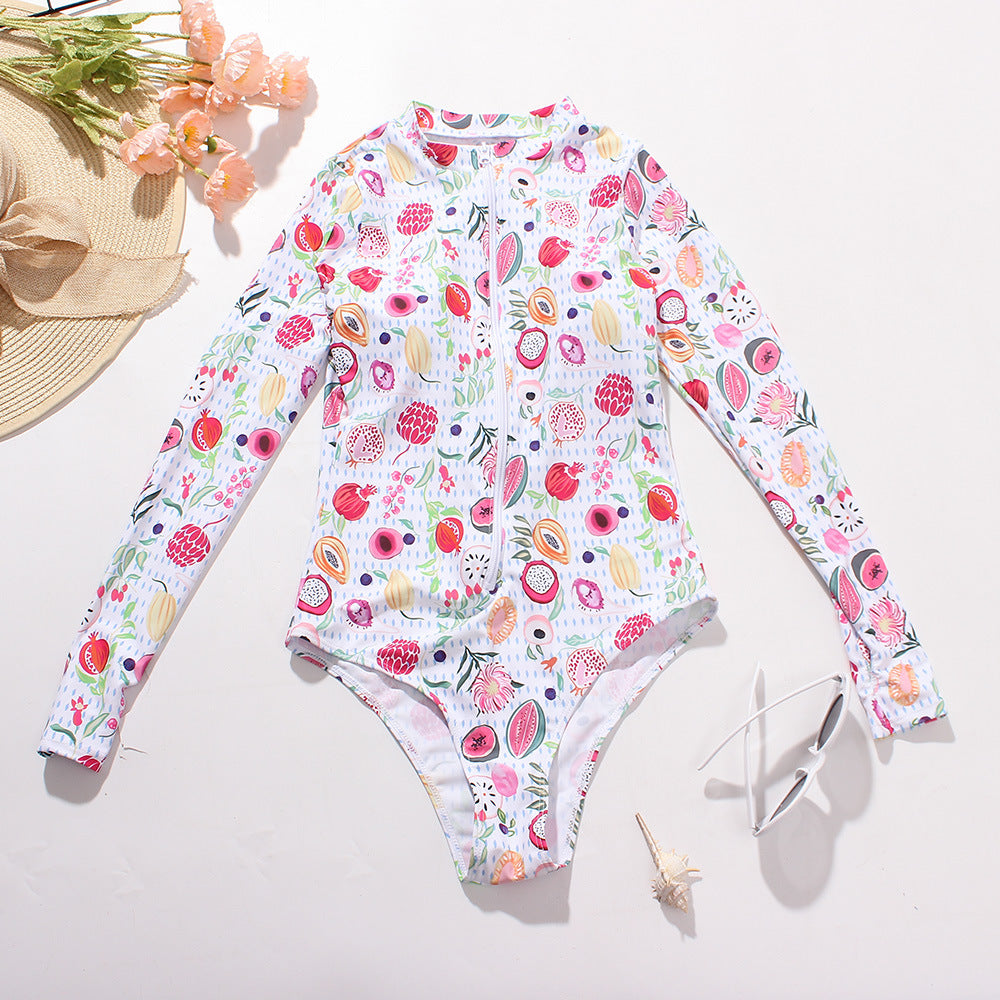 Zipper Printing Multi-Color Long Sleeve Surfing Suit