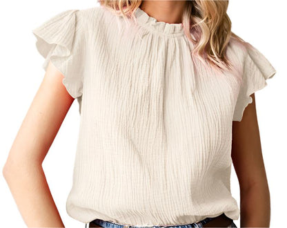 Rose Ruffle Sleeve Textured Top