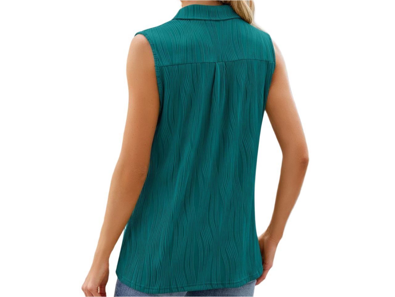 Polo Collar Loose Fitting Sleeveless Shirt