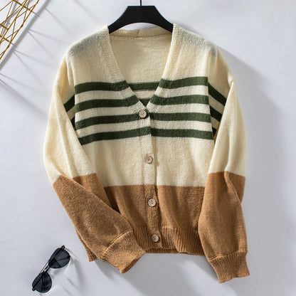 Striped Button Knitted Cardigan