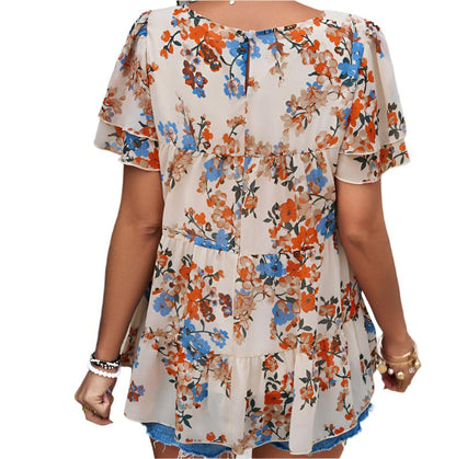 Casual Print Short Sleeved Top