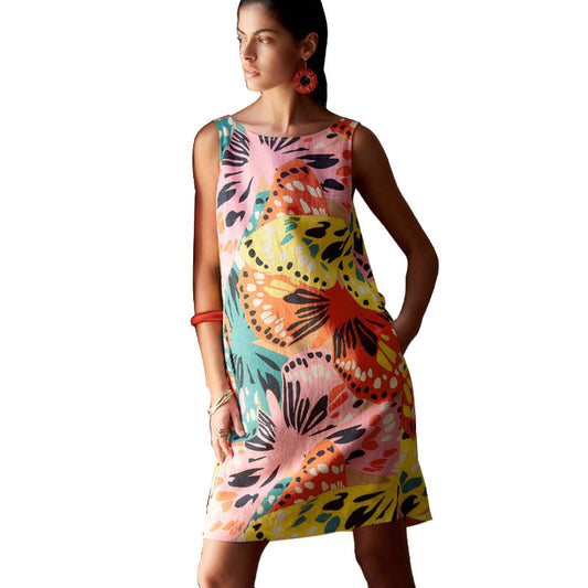 Printing Summer Loose Sleeveless Dress