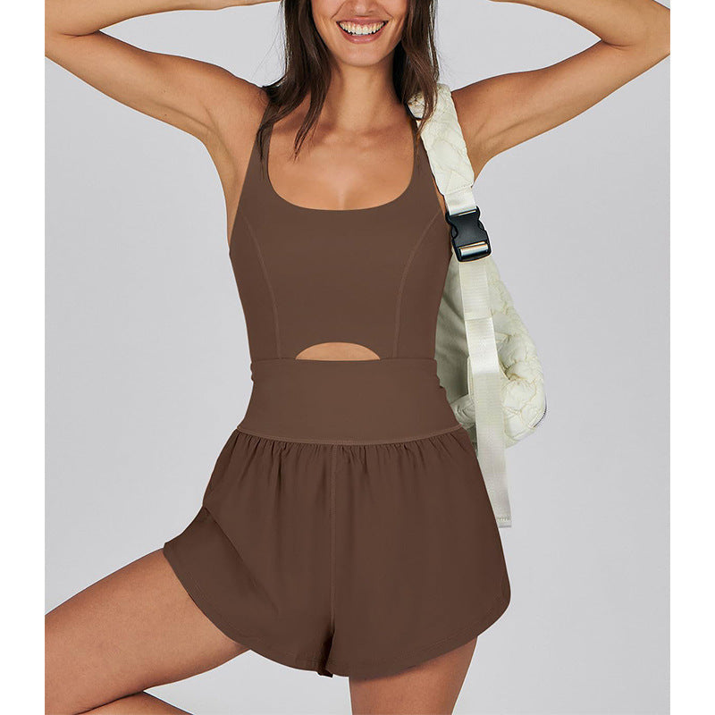 Hollow Cutout Sling Slim High Waist U-Collar Exercise Yoga Romper