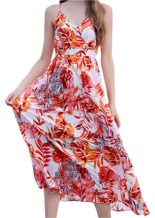 Bohemian Printed V-neck Dress