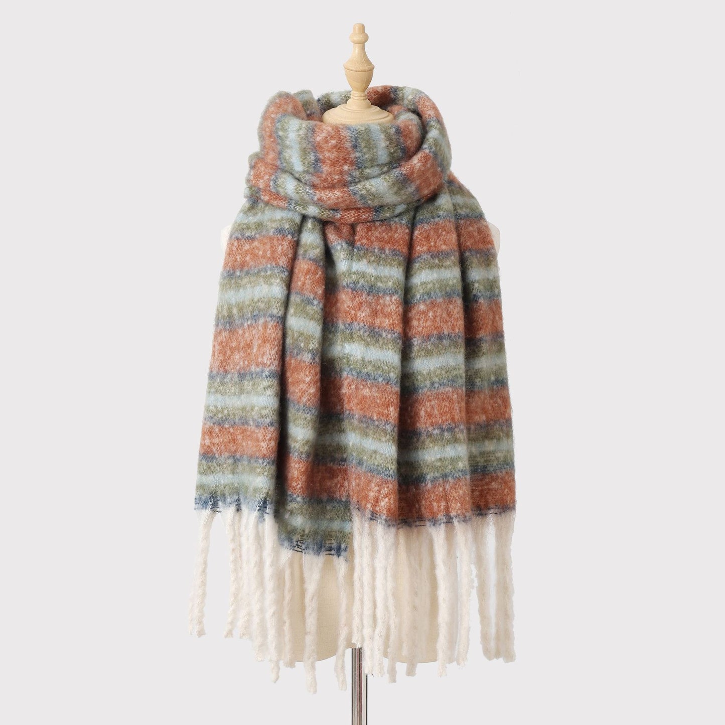 Mohair Striped Scarf Shawl