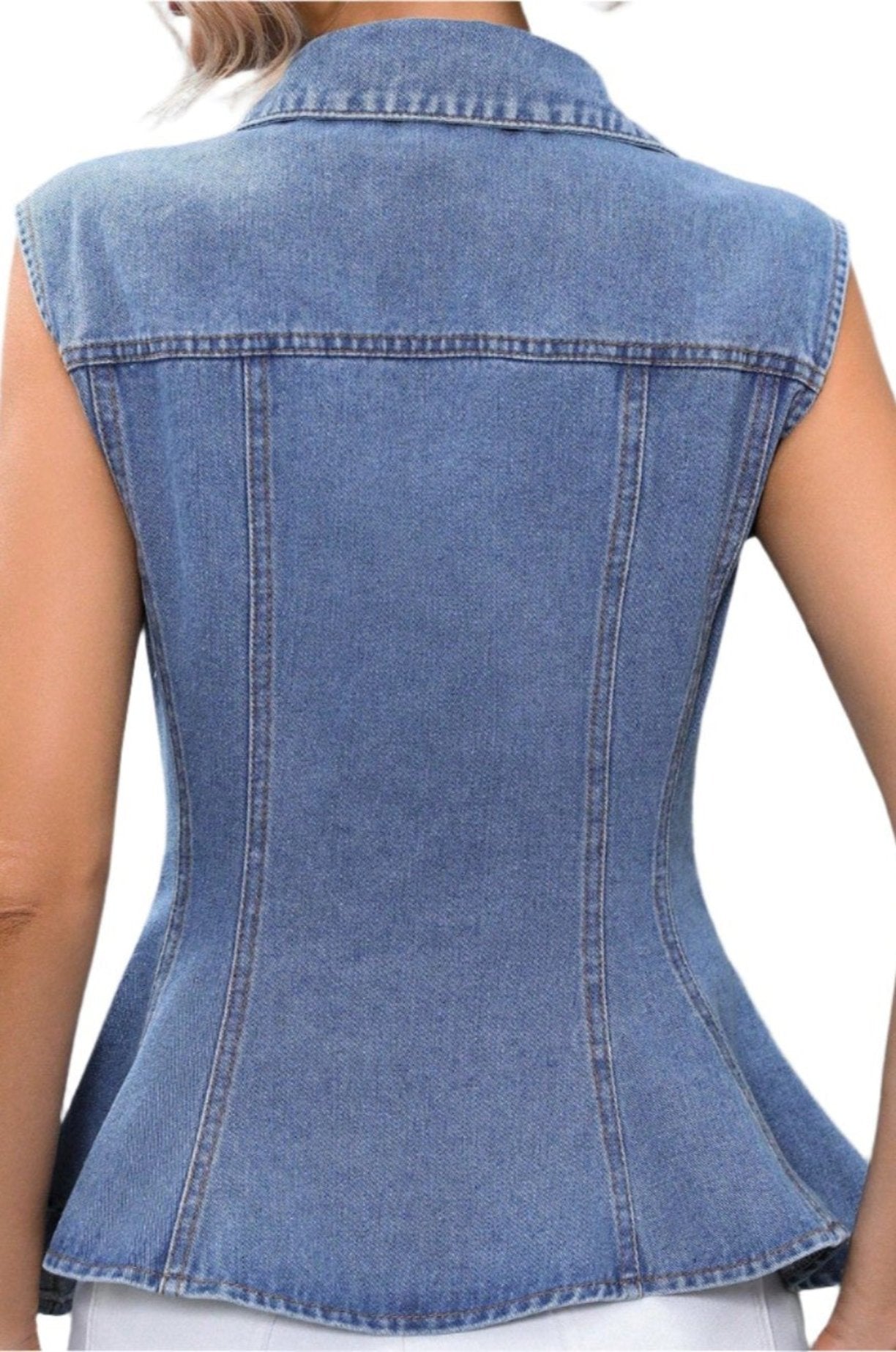 Slim Denim Peplum Top