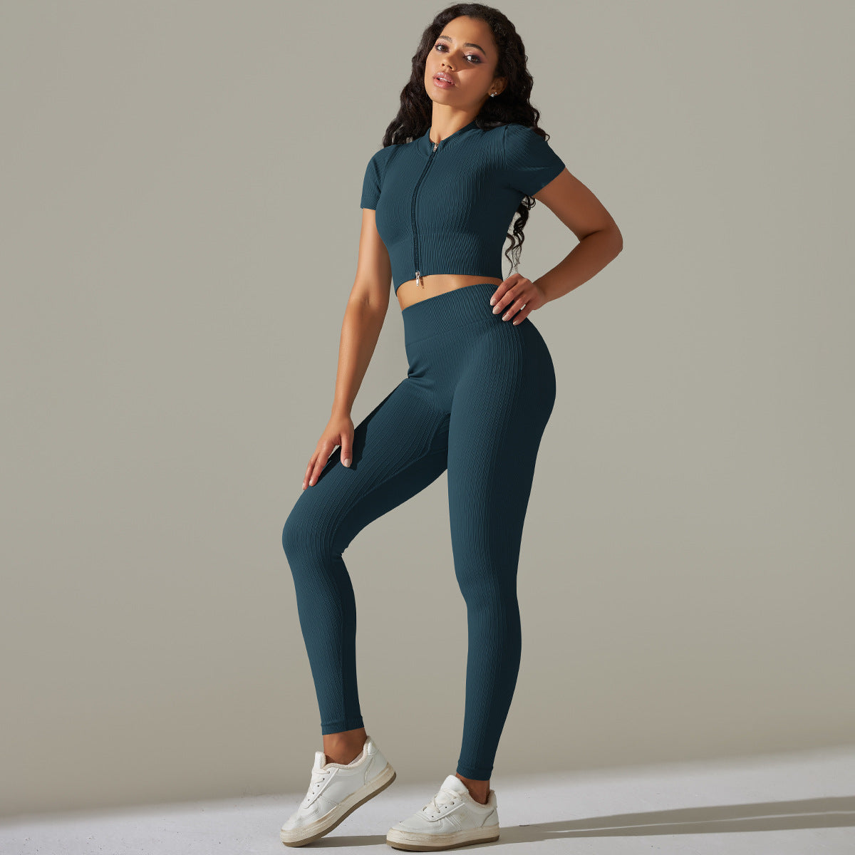 Seamless Knitted Hip High Waist Yoga Running Fitness Sports Suit